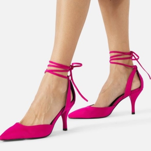 JustFab Gracie Berry Pink Ankle Strap High Heels Size 6.5 - Picture 1 of 15
